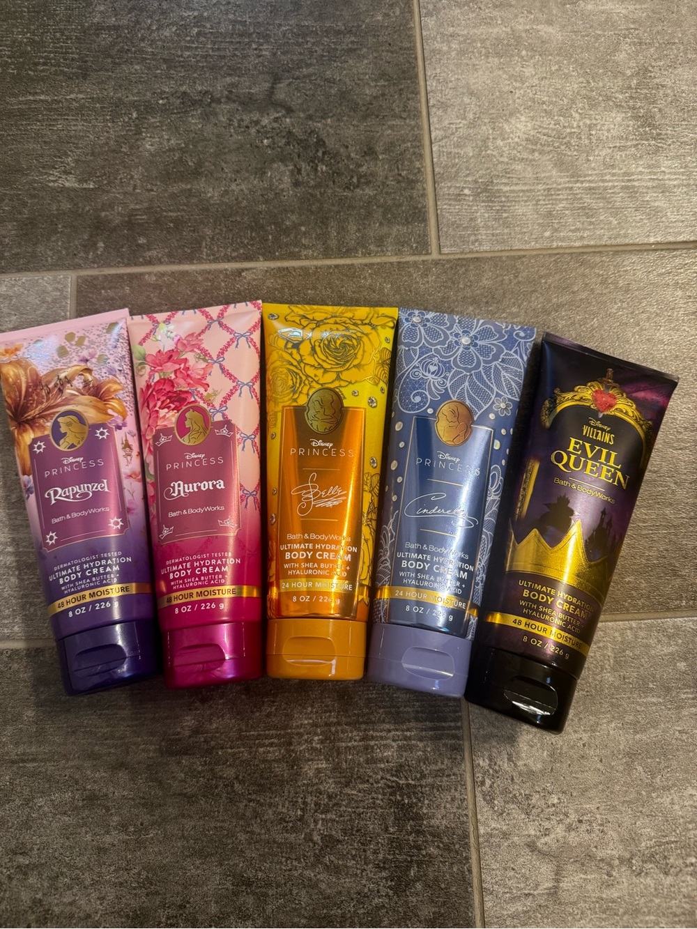 Bath and body works Disney princess/villain lot of 5 ultimate body cream, 8 oz.